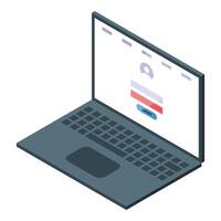 Laptop showing login form for secure access vector