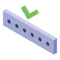 Perforated mounting plate receiving approval symbol in isometric view vector