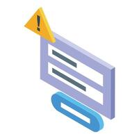 Online survey showing warning sign representing critical error message vector