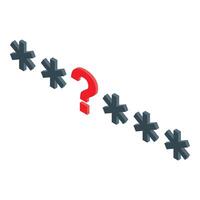 Forgotten password, question mark replacing asterisk characters in password field vector