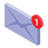 New email notification showing one unread message in inbox vector