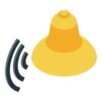 Golden bell ringing isometric notification icon vector