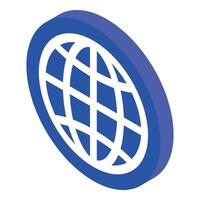 Blue round isometric earth globe icon representing global communication vector