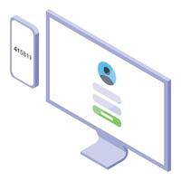 Two factor authentication via smartphone and computer, ensuring enhanced security vector