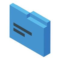 Blue data folder presenting storing files and information isometric icon vector
