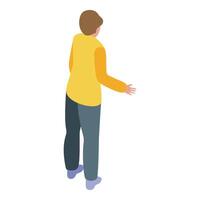 Schoolboy showing something with hand while explaining lesson to classmates vector