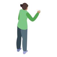 Back view of a woman gesturing with her hand vector