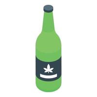 Green bottle containing cannabis beer isometric view vector