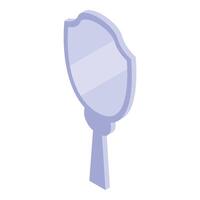 Hand mirror with shield shape reflecting light in isometric view vector