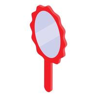 Red hand mirror with ornate frame reflecting beauty and style vector