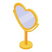 Heart shaped mirror reflecting beauty and style on golden stand vector