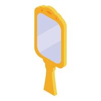 Golden hand mirror reflecting light in isometric view vector