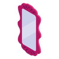 Pink mirror reflecting light in isometric view vector