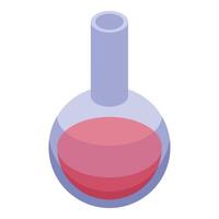 Chemical flask containing red liquid in isometric view vector