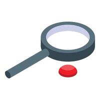 Magnifying glass exploring red spot, detailed isometric view vector