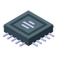 Modern microchip processing data with integrated circuitry, isometric view vector