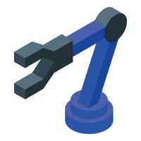 Robotic arm picking up object in modern factory automation vector