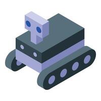 Autonomous exploration vehicle moving on tracks, exploring new territories vector