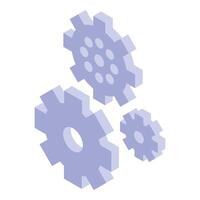 Three purple gears interlock, representing a complex mechanism working in perfect harmony vector