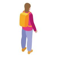 Traveler walking with backpack exploring new destinations isometric icon vector