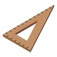 Wooden triangular ruler lying on white background vector