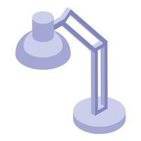 Modern desk lamp illuminating workspace, isometric projection vector