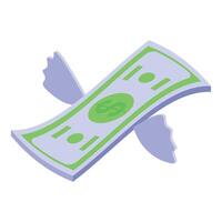 Flying money banknote with wings representing financial freedom vector