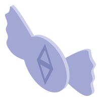 Wrapped cryptocurrency candy flying showing synthetic token symbol vector