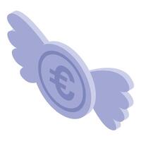 Euro coin flying with wings representing fast money transfer vector