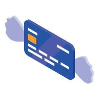 Credit card flying with wings representing fast and easy payments vector