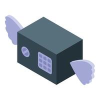 Flying strongbox with wings symbolizing secure transfer of valuables vector