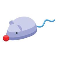 Purple computer mouse with red nose and blue tail, isometric view vector
