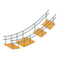 Rope bridge leading to new heights, connecting two sides vector