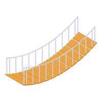 Wooden suspension bridge connecting two sides in isometric view vector