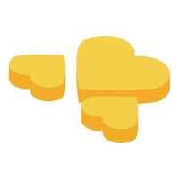Three golden hearts flying creating a romantic atmosphere vector