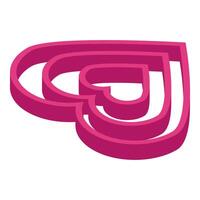 Three magenta hearts intertwined creating a symbol of love and connection vector