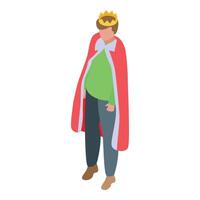 Medieval king wearing red cloak and golden crown standing in majestic pose vector