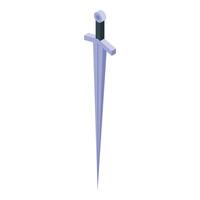 Isometric medieval sword pointing down representing power and might vector