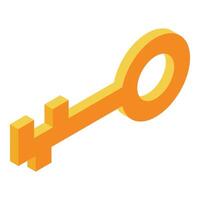 Golden key opening access in isometric view symbolizing security and opportunity vector