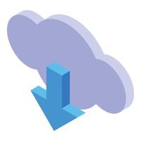 Downloading data from cloud storage using isometric icon vector