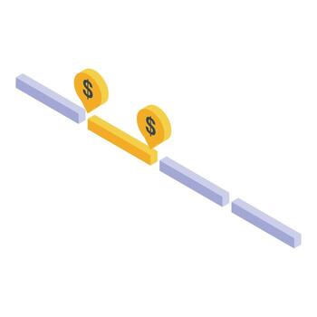 Timeline showing money transaction with dollar location pin vector