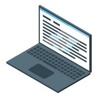 Modern laptop displaying programming code, software development concept vector