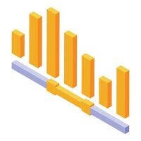 Isometric chart showing decreasing values over time vector