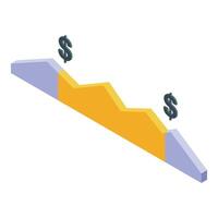 Decreasing isometric chart representing financial loss vector