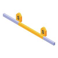 Mortgage loan balancing with dollar sign on scale, isometric projection vector