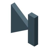 Abstract geometric shape resembling letter n with triangle and rectangle vector