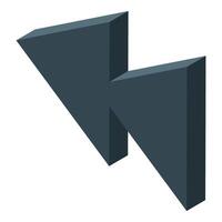 Double arrow icon showing previous or rewind function in isometric view vector