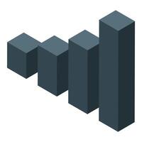 Growing bar graph showing increasing statistics in isometric view vector