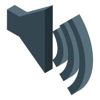 Isometric loudspeaker emitting sound waves, audio technology concept vector