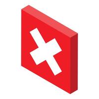 Red cube showing white cross symbol in isometric view vector